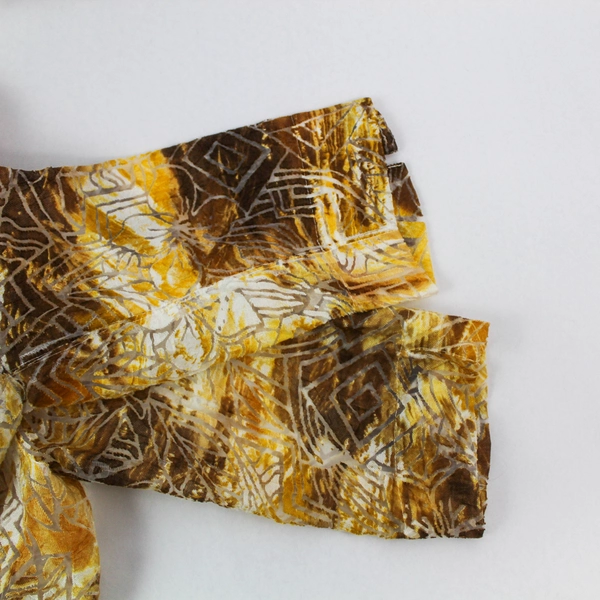 Alfred Dunner Open Front With Tie Cardigan Women's Size 12 Yellow Brown White