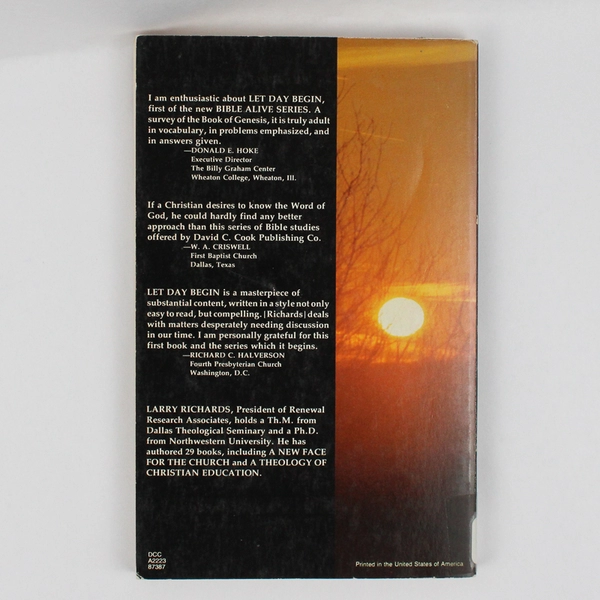 Let Day Begin by Larry Richards 1976 Studies in Genesis & Job Paperback Ex-Lib