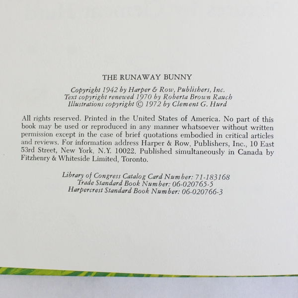 Vintage The Runaway Bunny by Margaret Wise Brown 1972 Hardcover