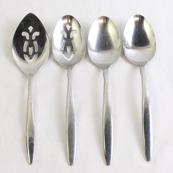 Lot of 4 Oneida Delmar-Taper Serving Spoons Stainless Steel Glossy Finish