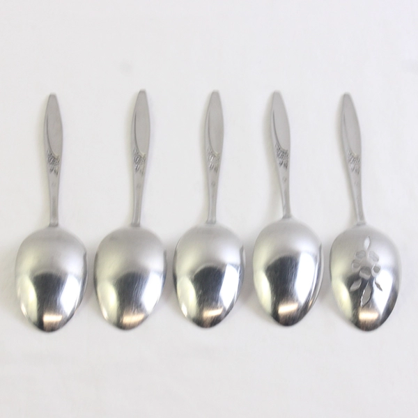 Lot of 5 Oneida Highland Rose Serving Spoons Set Stainless Steel Glossy Finish