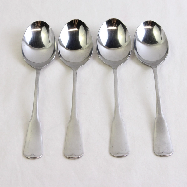 Set of 4 Oneida Plymouth Rock Oval Soup Spoons Stainless Flatware Replacements