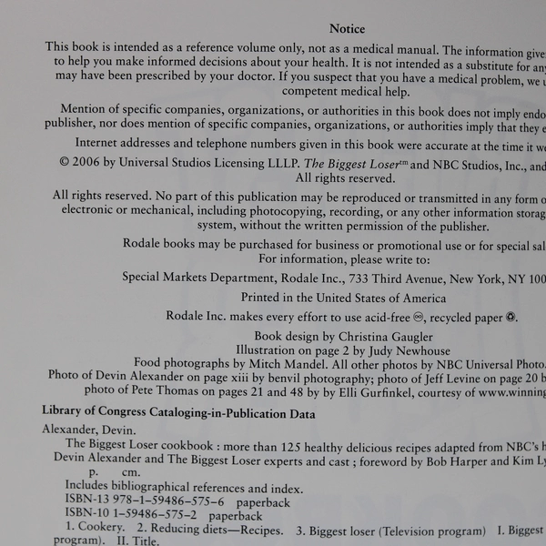 The Biggest Loser Cookbook Over 125 Healthy Delicious Recipes 2006 Paperback
