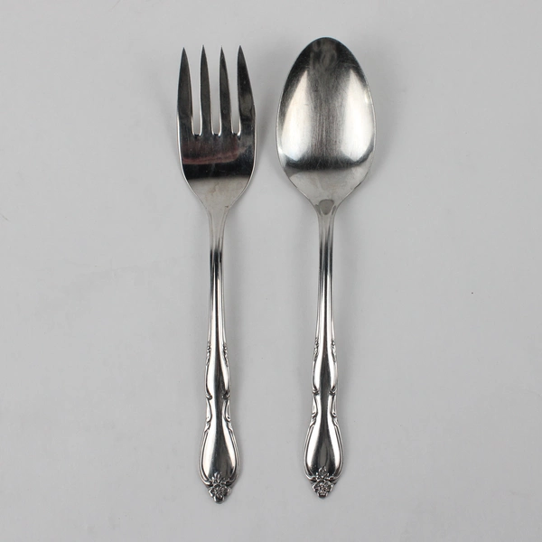 Lot Of 2 Oneida Silver Montclair (Stainless) Flatware Serving Fork & Spoon Set