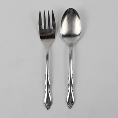 Lot Of 2 Oneida Silver Montclair (Stainless) Flatware Serving Fork & Spoon Set