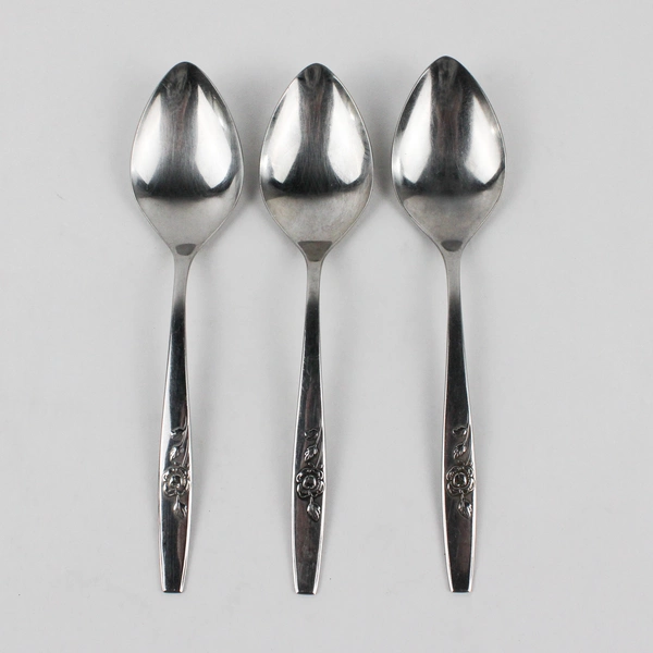 Lot Of 3 Oneida Silver Our Rose (Stainless) Flatware Serving Spoons 8.25" Long