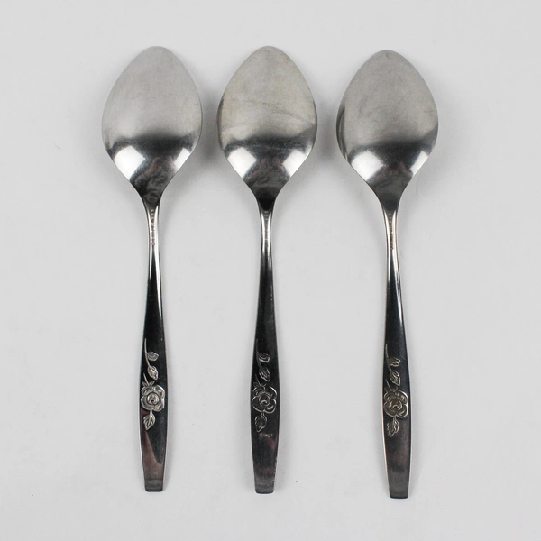 Lot Of 3 Oneida Silver Our Rose (Stainless) Flatware Serving Spoons 8.25" Long
