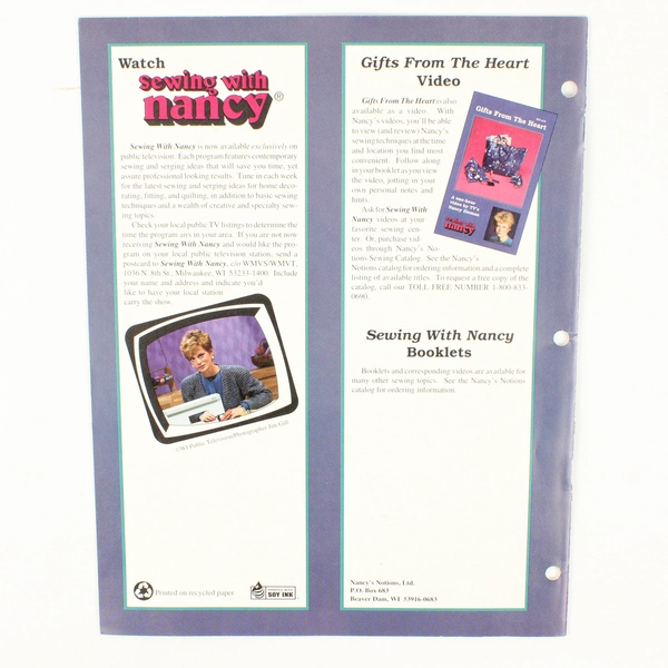 Sewing With Nancy by Nancy Zieman Features Gifts From the Heart 1992 PB
