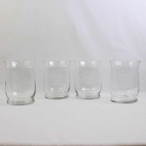 Lot of 4 Clear Glass Hurricane Vases 6" Tall Decorative