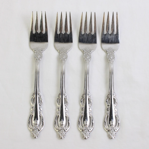 A Set of 4 Michael Lloyd 18/8 Stainless Flatware Salad Forks MLL7 Pattern 7 Inch