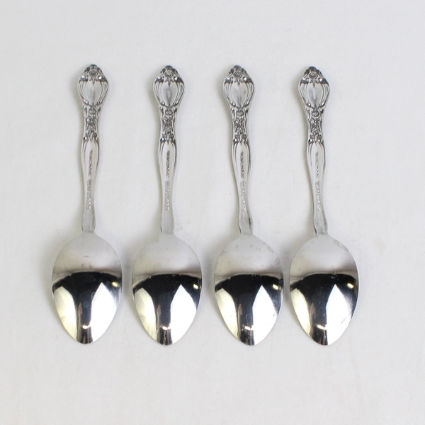 A Set of 4 Miracle Maid MMA2 Pattern Teaspoons Stainless Steel 6 Inches
