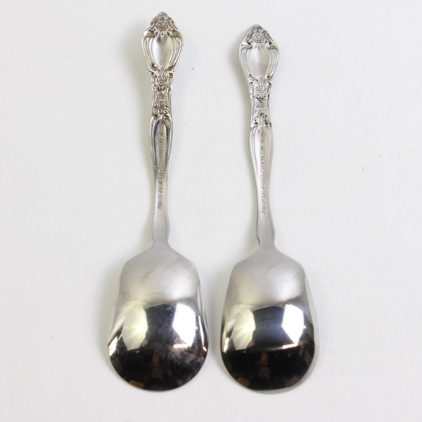A Lot of 2 Miracle Maid MMA2 Pattern Sugar Spoons Stainless Steel 6 Inches