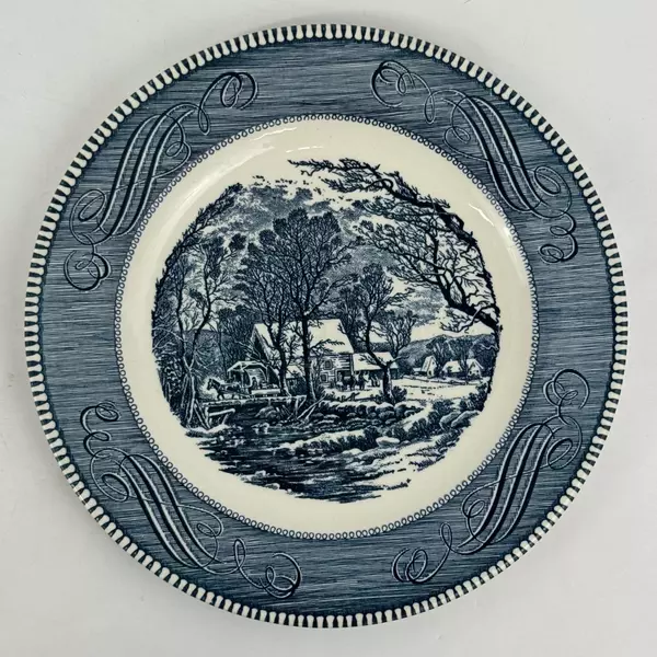 Set of 2 Royal China Currier & Ives Old Grist Mill Dinner Plates 10.5 Inch