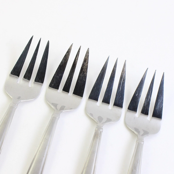 A Lot of 4 Reed & Barton 18/8 Stainless Durham-Matte Cold Meat Forks 9 Inches