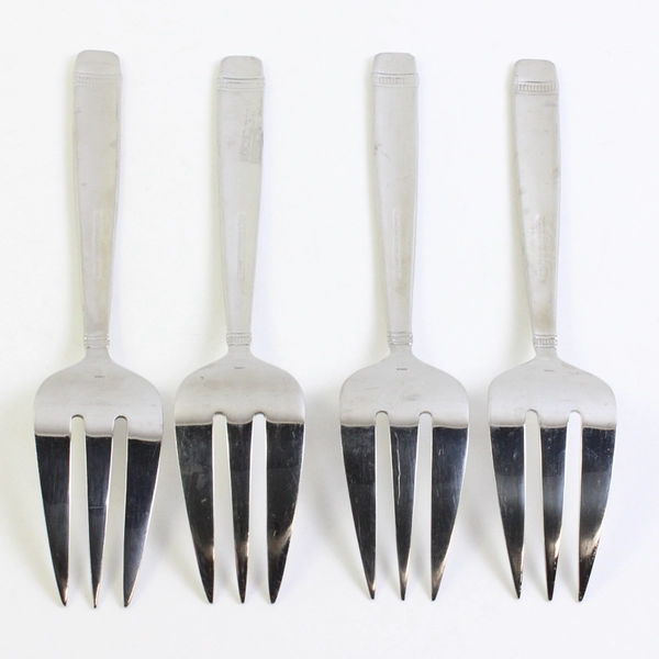 A Lot of 4 Reed & Barton 18/8 Stainless Durham-Matte Cold Meat Forks 9 Inches
