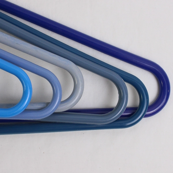 Lot of 10 Light & Dark Blue Plastic Clothes Hangers for Shirts and Pants