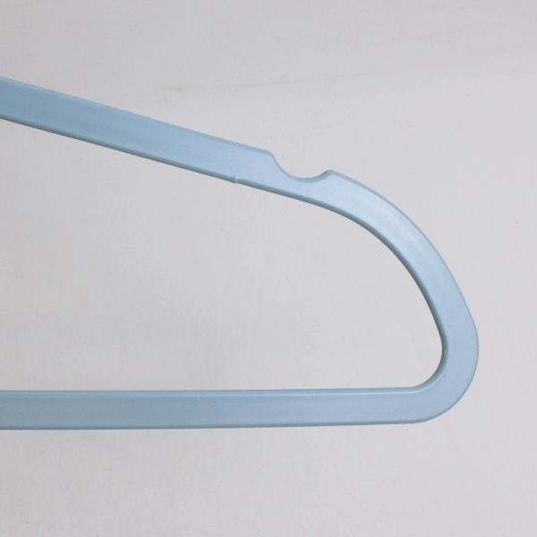 Lot of 10 Thin Blue Plastic Traditional Hangers w/ Notches Metal Hooks