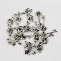 Lot of 20 Miniature Plastic Skeleton Key Charms for Crafts