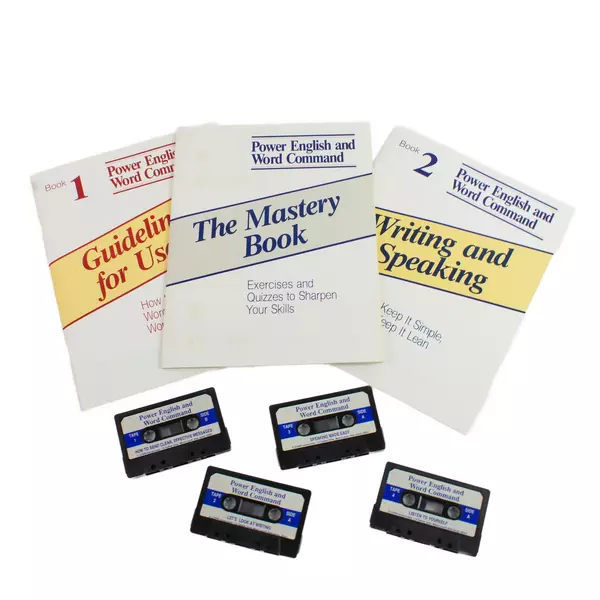 Power English & Word Command Cassette Set w/ 3 Books Untested