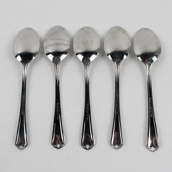 Lot Of 5 Wallace Silver Unknown Pattern 18/10 Stainless Teaspoons 6.5" HTF 