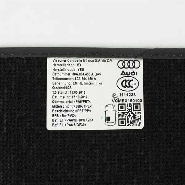 2018 - 2024 Audi Q5 Floor Carpet Mat (80B.863.691AQA5) Rear Front Set Of 4 Oem