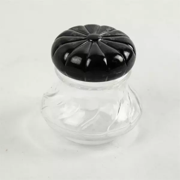 Vintage Glass Jar Screw Top Lid Powder Perfume Bottle Vanity Collectible