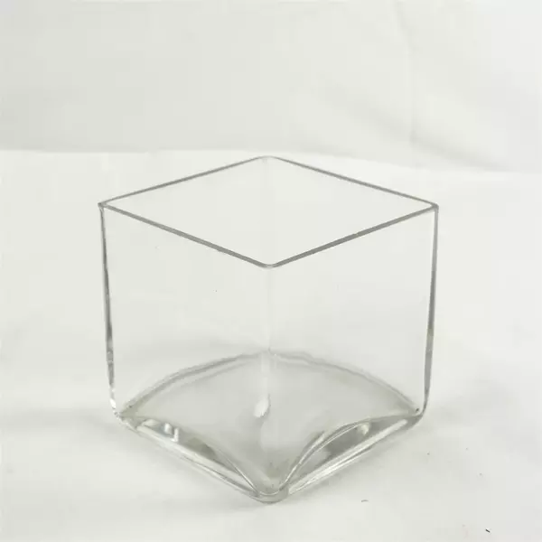 Xcell Clear Heavy Glass Cube Planter Vase 4.5x4.5x5in Thick Walls
