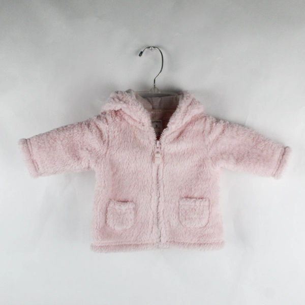 Carter's Pink Sherpa Hooded Jacket Zip-Up Baby Girl Size 3 Months Pockets