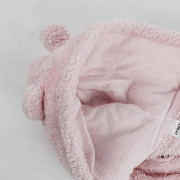 Carter's Pink Sherpa Hooded Jacket Zip-Up Baby Girl Size 3 Months Pockets