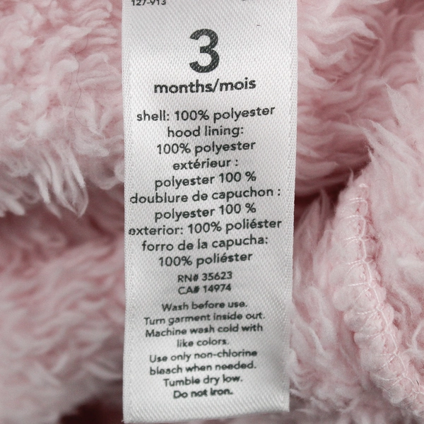 Carter's Pink Sherpa Hooded Jacket Zip-Up Baby Girl Size 3 Months Pockets