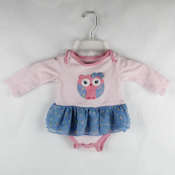Nannette Pink Long Sleeve Bodysuit w/ Owl Blue Tutu Infant Girls 6/9 Months