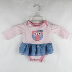 Nannette Pink Long Sleeve Bodysuit w/ Owl Blue Tutu Infant Girls 6/9 Months