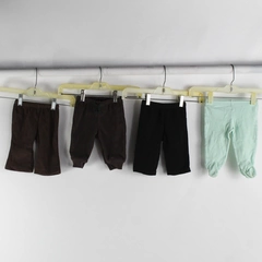 Lot of 4 Green Brown Black Leggings Pants Size 0-3 Months