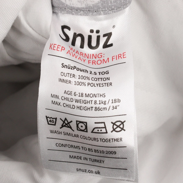 Snuz Snuzpouch Cloud Nine Gray Baby Sleep Bag Cloud Pattern 6-18 Months