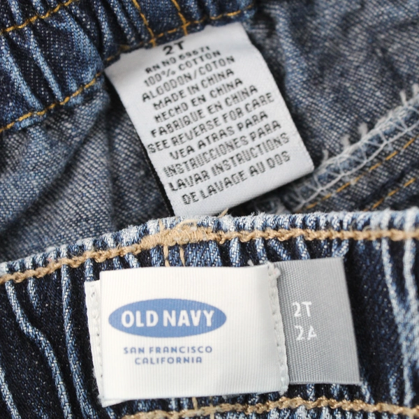 Lot of 2 Pants and Shorts Blue Denim Elastic Waist Boys Size 2T