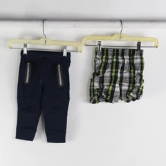 Lot of 2 Pants and Shorts Pull On Elastic Waist Boys Size 24 Months
