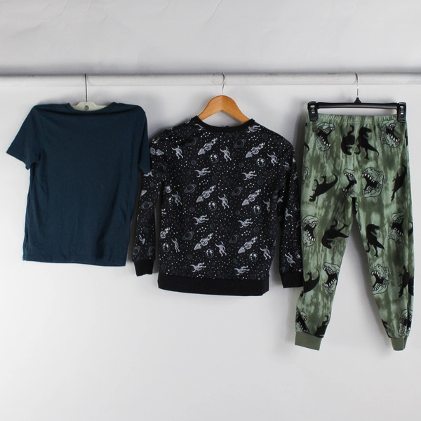 Lot Of 3 Boys Clothes Size 8 Dinosaurs T-Rex and Outer Space Shirts Pants