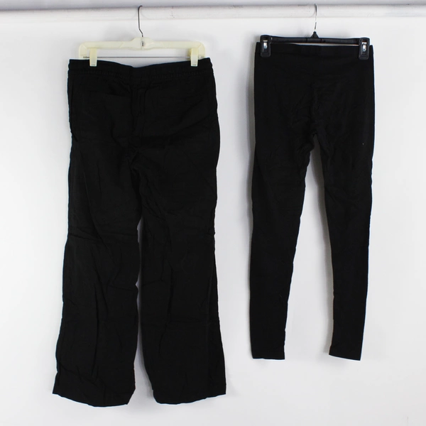 Lot of 2 Black Pants Flirtitude Leggings Old Navy Linen Women's Size Medium