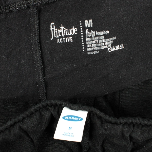 Lot of 2 Black Pants Flirtitude Leggings Old Navy Linen Women's Size Medium