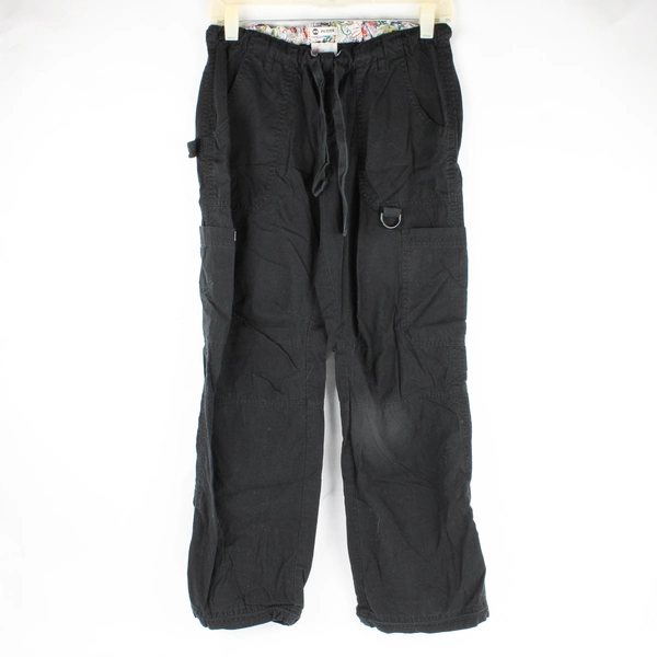 Koi Cargo Scrub Pants Black Elastic Waist Drawstring Women Petite Extra Small