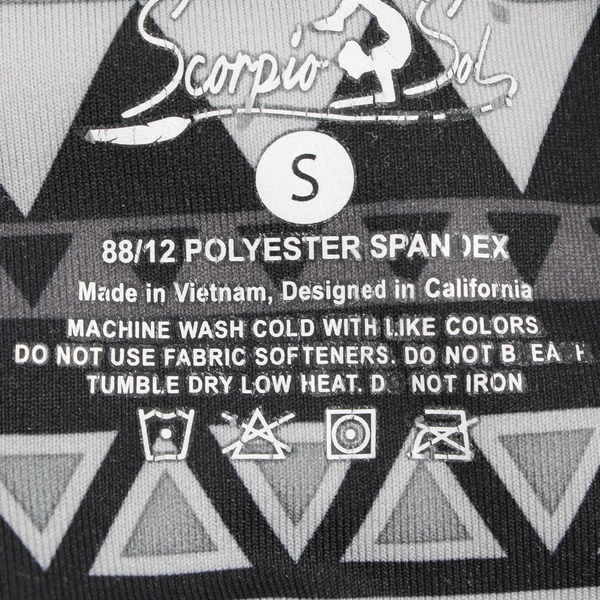 Scorpio Sol Leggings Black Gray Geometric Print Yoga Pants Women's Size Small
