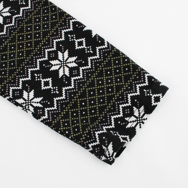 Black Leggings White Snowflakes Women's Size One Size