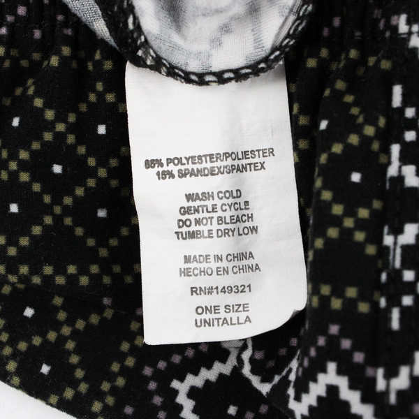 Black Leggings White Snowflakes Women's Size One Size