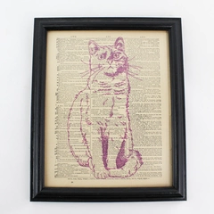 Vintage Cat Drawing On 1890 Webster's Dictionary Page By G. W. Ogilvie Co.