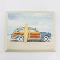  Woody With Surf Boards Print on Wood by M Wiscombe 9"x11"