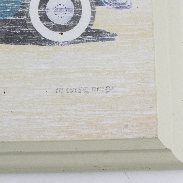  Woody With Surf Boards Print on Wood by M Wiscombe 9"x11"