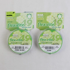 Lot of 2 BeadSmith Flex-Rite 49 Micro Wire, Pearl Silver and Clear, New