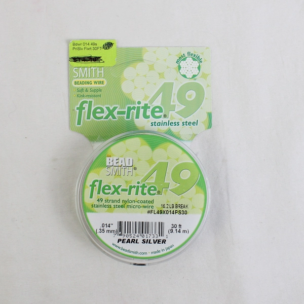 Lot of 2 BeadSmith Flex-Rite 49 Micro Wire, Pearl Silver and Clear, New