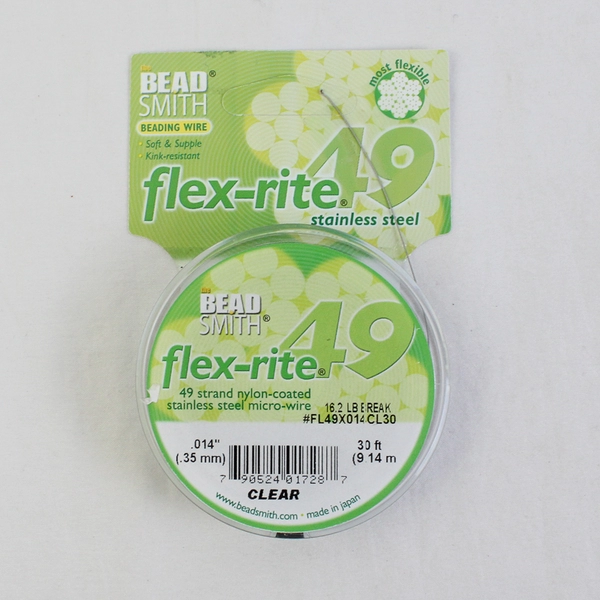 Lot of 2 BeadSmith Flex-Rite 49 Micro Wire, Pearl Silver and Clear, New
