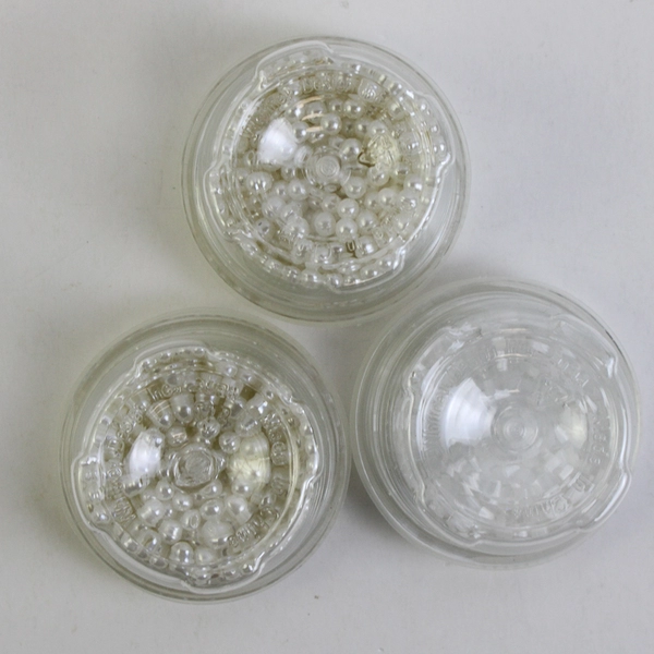Lot of 3 Containers of Small White Beads
